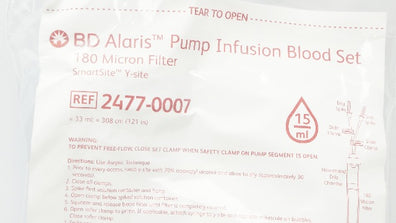 BD 2477-0007 Alaris Pump Infusion Blood Set, 15Drops/ml 33ml x 121inch Approx.